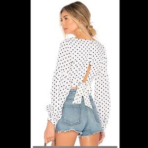 Revolve Yasmin Tie Back Crop Top in White & Black